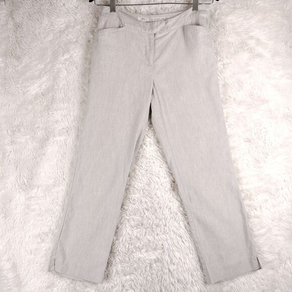 J Jill Pants Sz 4 Beige Linen Stretch Cropped Leg Casual Ankle Length Classic - Picture 1 of 10